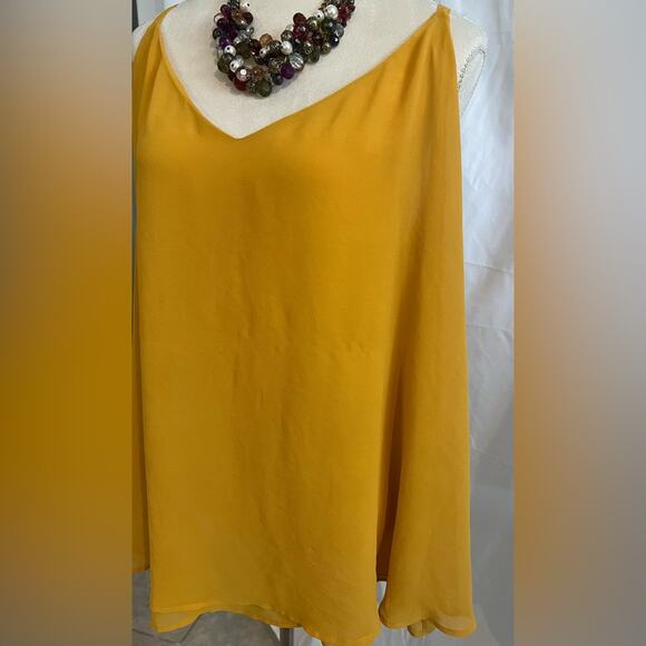 Torrid Women’s Yellow Soft Flowy Chiffon Cami Adjustable Straps V-Neck Size 5X - Picture 6 of 13
